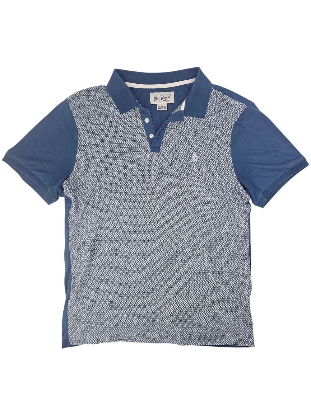 Original Penguin Polo Shirt Men's XL Blue Textured Short Sleeve Golf Casual